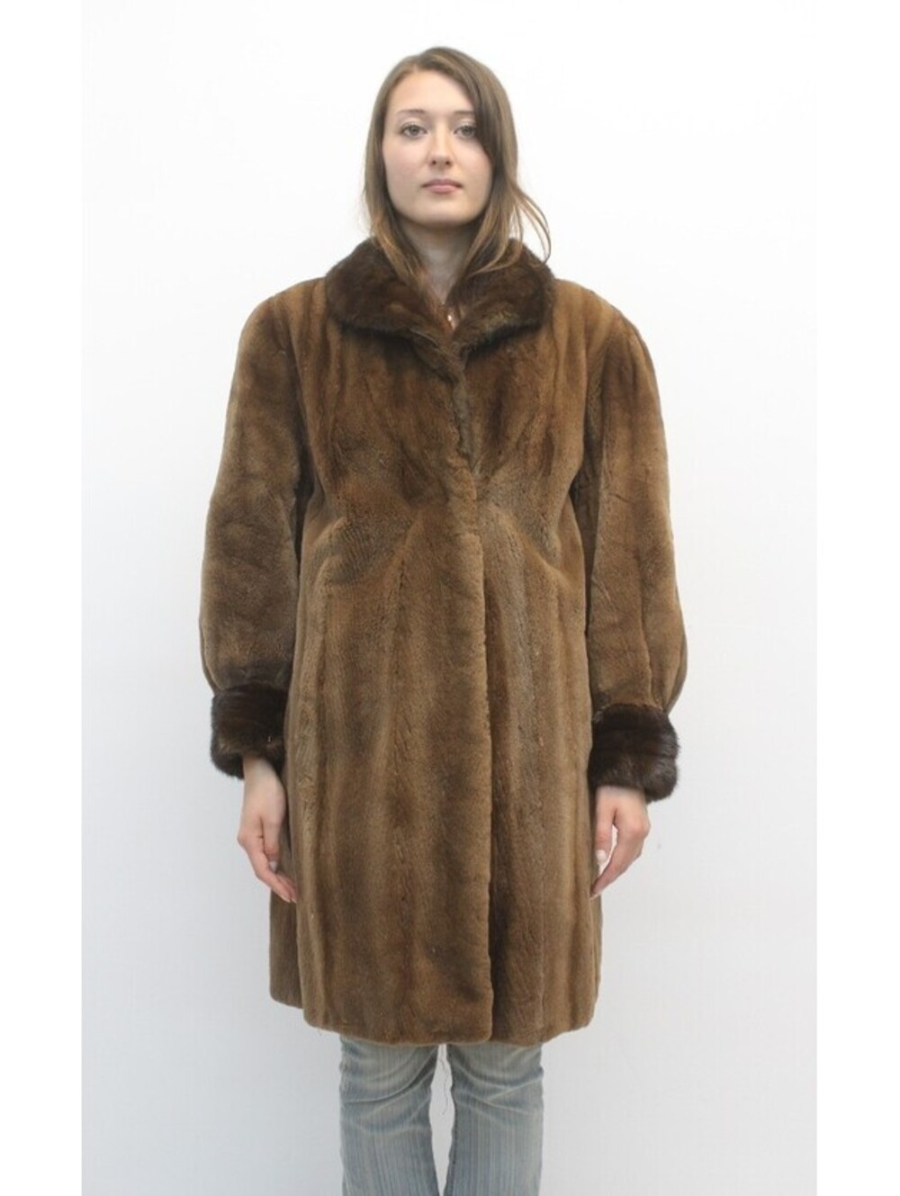 EXCELLENT SHEARED DARK RANCH MINK FUR COAT  JACKET WOMEN WOMAN SIZE 6 SMALL